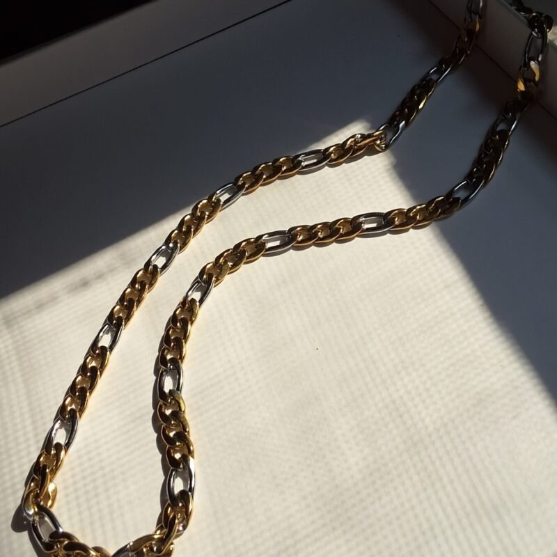 Elegant Gold & Silver Anti-Tarnish Men Figaro Chain
