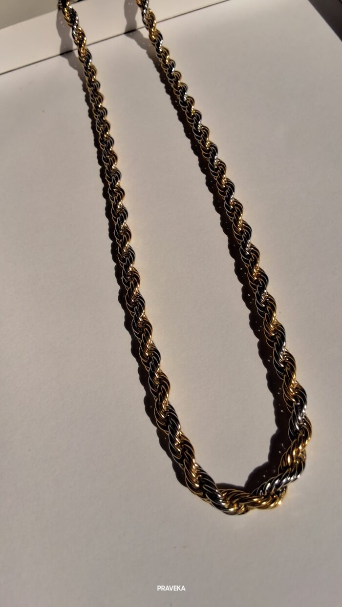 Elegant Gold & Silver Anti-Tarnish Men Rope Chain - Image 2