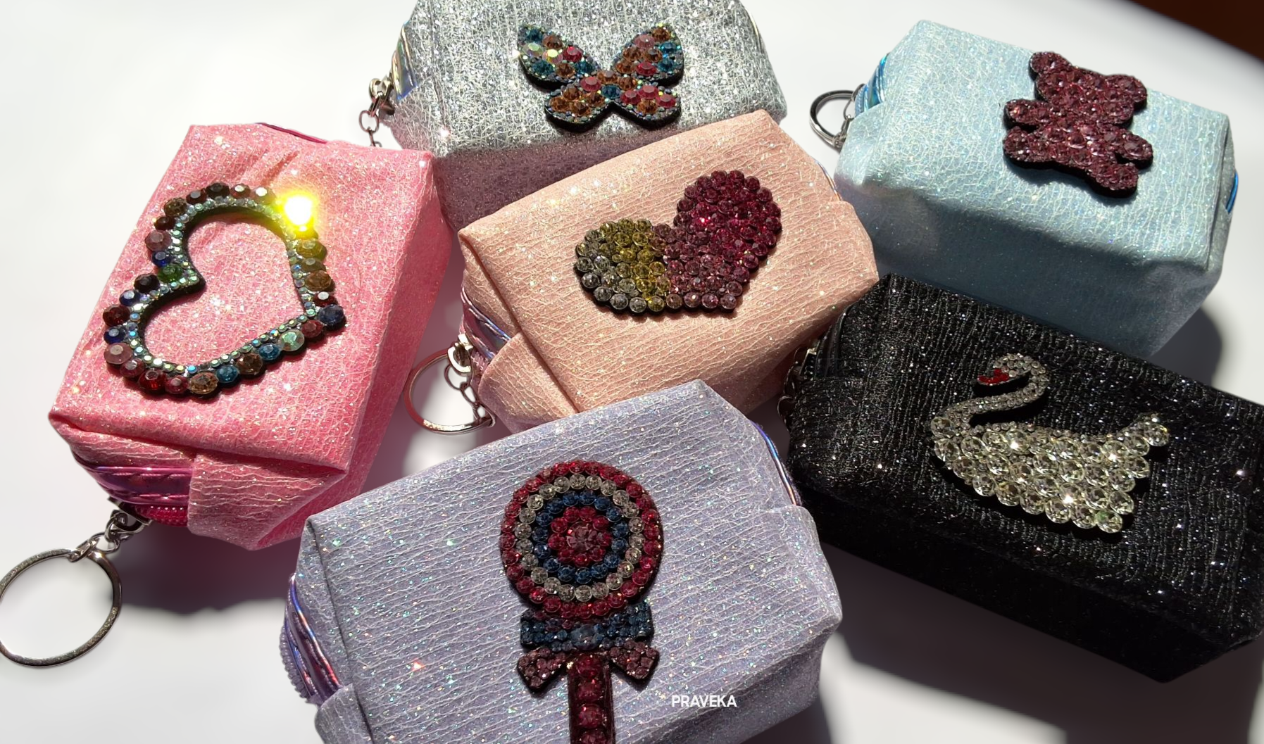 Glittering Stone Keychain Pouch - Image 2