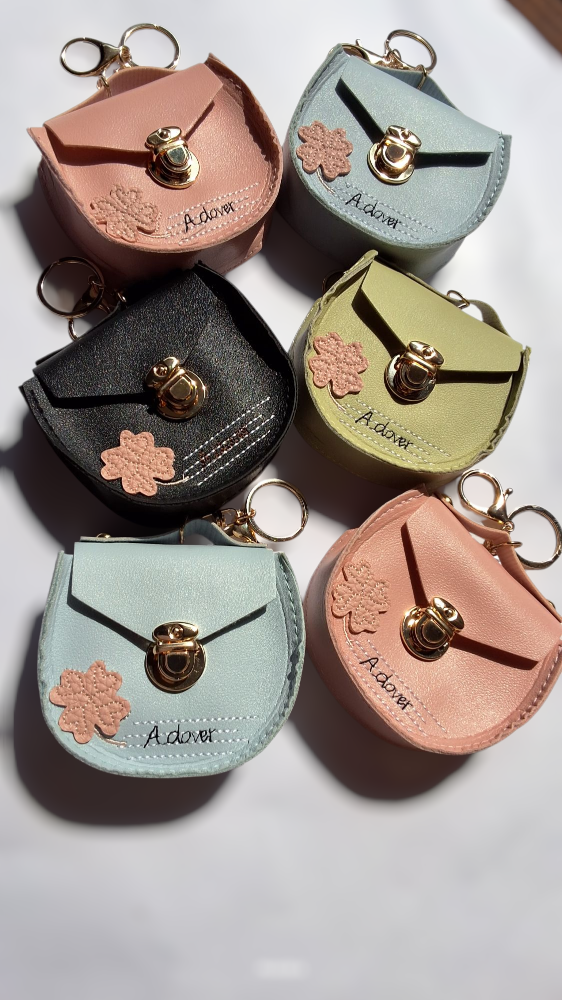 Korean Flower Button Keychain Pouch