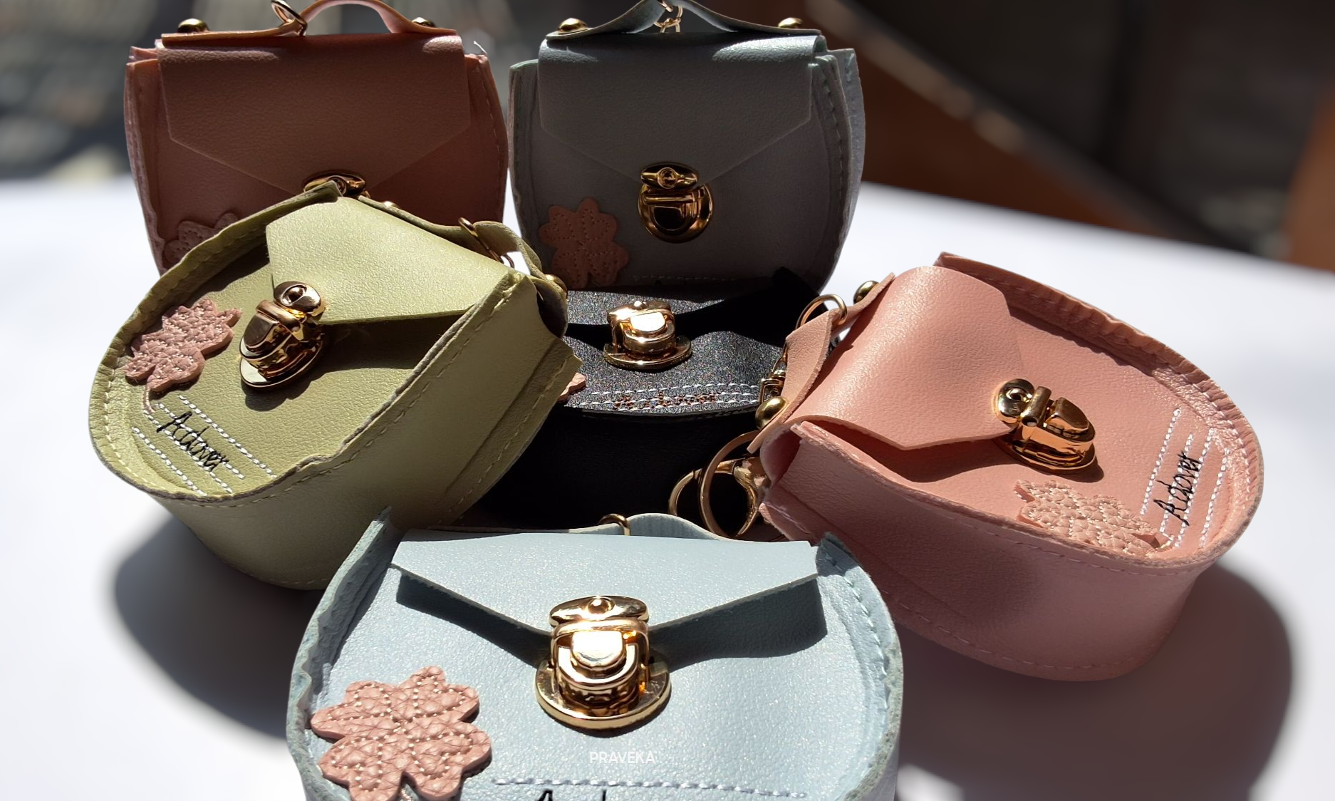 Korean Flower Button Keychain Pouch - Image 4