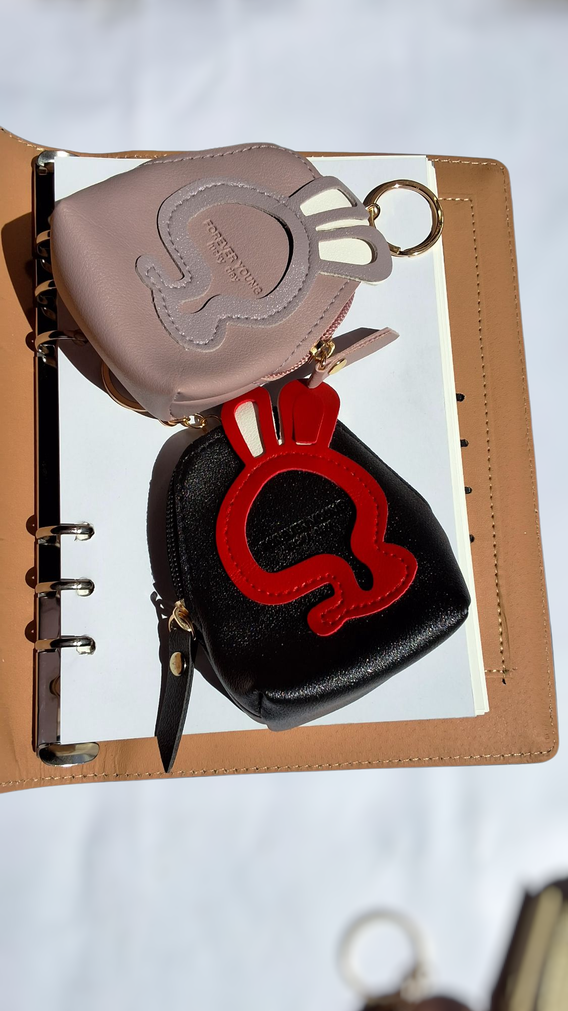Mini Korean  Keychain Pouch With Rabbit Ears - Image 2