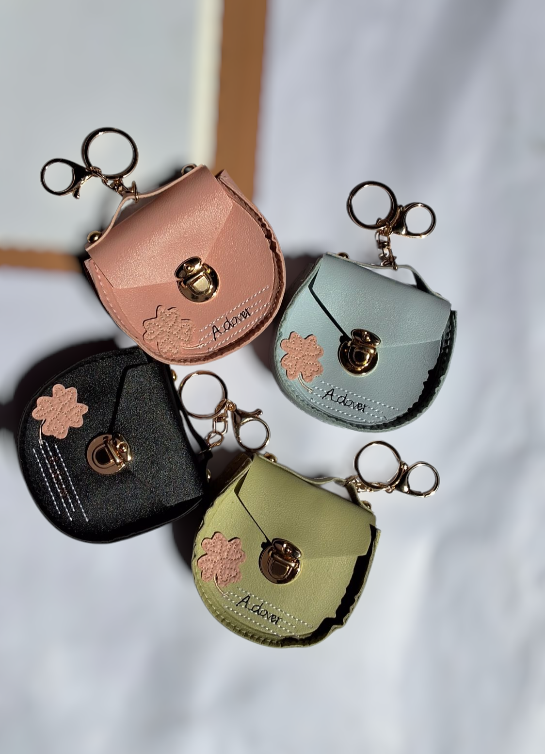 Korean Flower Button Keychain Pouch - Image 5