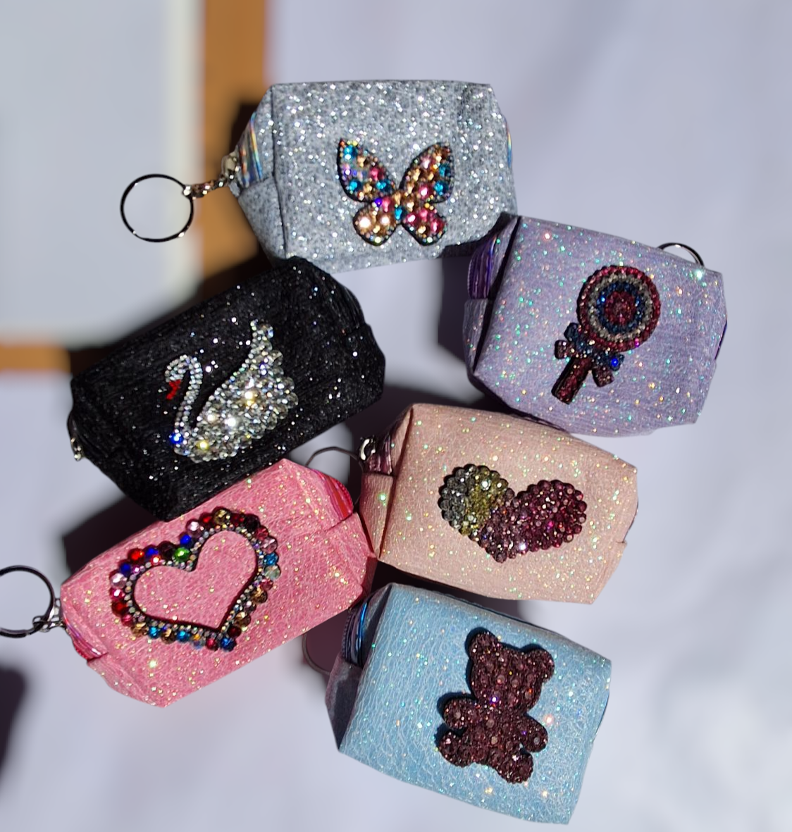 Glittering Stone Keychain Pouch