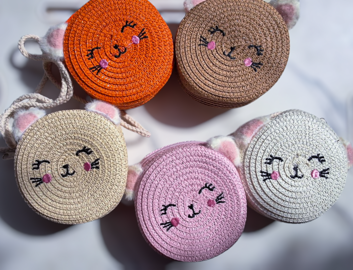 Mini Round Jute Sling Bag