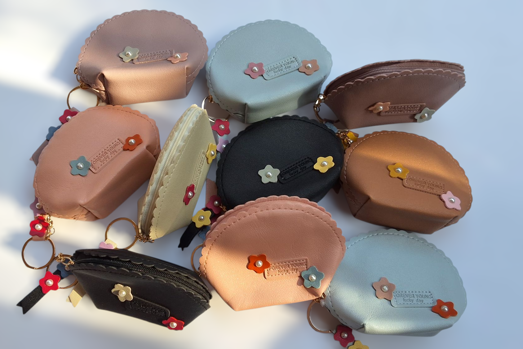 Korean floral mini keychain pouch 2