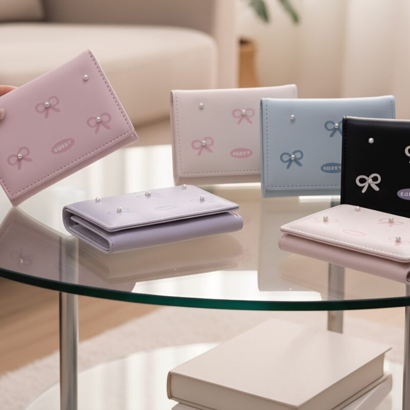 Trifold Pearl Bow Wallet